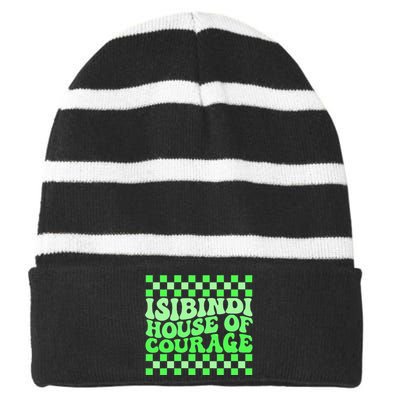 Isibindi House Of Courage Green Retro Groovy Social Isibindi Striped Beanie with Solid Band