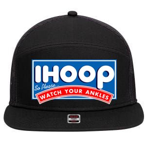 ihoop I Hoop So Please Watch Your Ankles Funny Basketball 7 Panel Mesh Trucker Snapback Hat