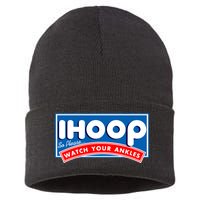 ihoop I Hoop So Please Watch Your Ankles Funny Basketball Sustainable Knit Beanie