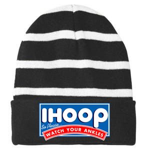 ihoop I Hoop So Please Watch Your Ankles Funny Basketball Striped Beanie with Solid Band