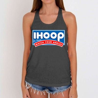 ihoop I Hoop So Please Watch Your Ankles Funny Basketball Women's Knotted Racerback Tank