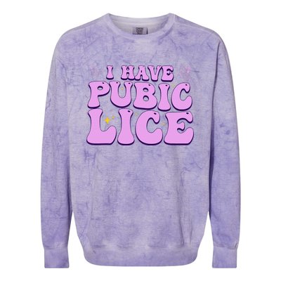 I Have Pubic Lice Funny Retro Offensive Inappropriate Colorblast Crewneck Sweatshirt