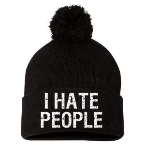 I HATE PEOPLE Pom Pom 12in Knit Beanie