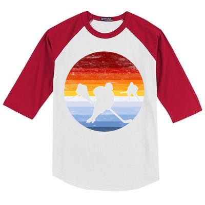 Ice Hockey Portrait Classic Retro Style Vintage Gift Kids Colorblock Raglan Jersey