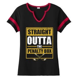 Ice. Hockey Player Gift Straight Outta The Penalty Box Ladies Halftime Notch Neck Tee