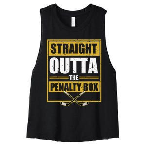 Ice. Hockey Player Gift Straight Outta The Penalty Box Women's Racerback Cropped Tank