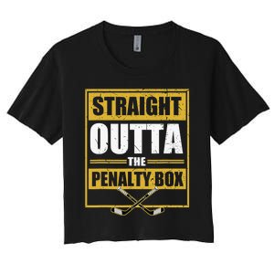 Ice. Hockey Player Gift Straight Outta The Penalty Box Women's Crop Top Tee