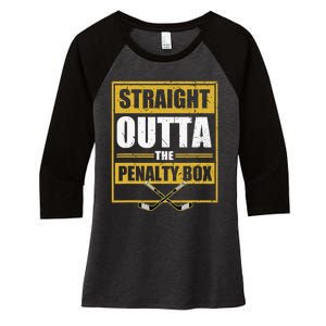 Ice. Hockey Player Gift Straight Outta The Penalty Box Women's Tri-Blend 3/4-Sleeve Raglan Shirt