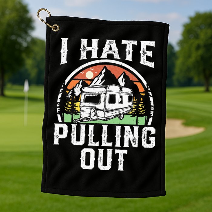I Hate Pulling Out Funny Camper RV Camping Trailer Gift Golf Towel