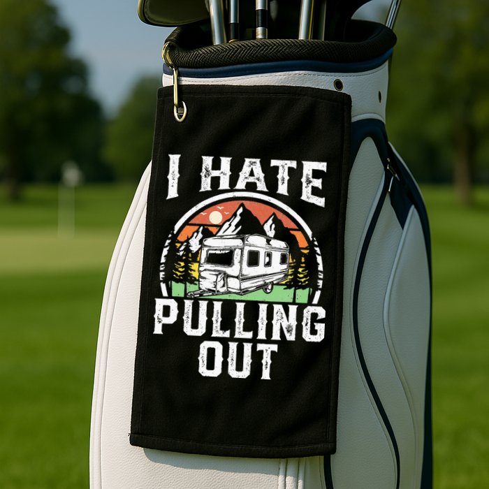 I Hate Pulling Out Funny Camper RV Camping Trailer Gift Golf Towel