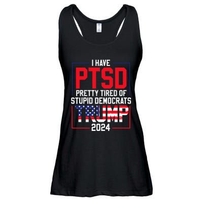 I Have Ptsd Pretty Tired Of Stupid Democrats Trump 2024 Ladies Essential Flowy Tank