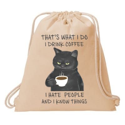 I Hate People And I Know Things Drawstring Bag