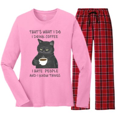 I Hate People And I Know Things Women's Long Sleeve Flannel Pajama Set 