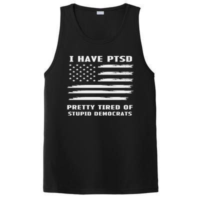 I Have PTSD Pretty Tired Of Stupid Democrats American Flag PosiCharge Competitor Tank