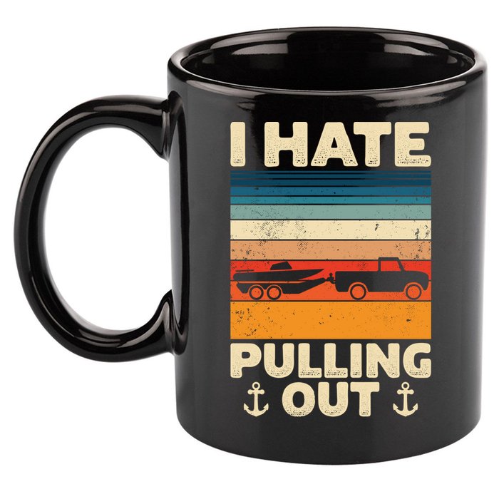 I Hate Pulling Out Retro Boating Boat Captain Gift 11oz C Handle Ceramic Mug