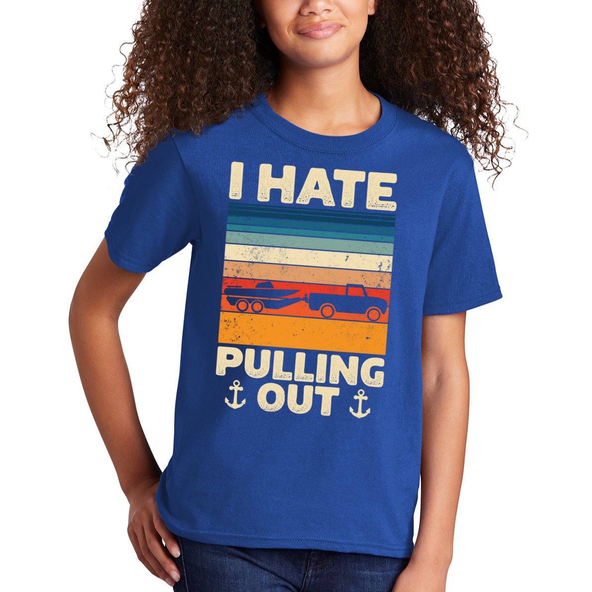 I Hate Pulling Out Retro Boating Boat Captain Gift Kids T-Shirt