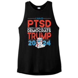 I Have Ptsd Pretty Tired Of Stupid Democrats Trump 2024 Ladies PosiCharge Tri-Blend Wicking Tank