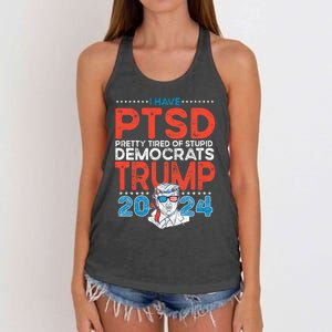 I Have Ptsd Pretty Tired Of Stupid Democrats Trump 2024 Women's Knotted Racerback Tank