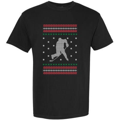 Ice Hockey Player Christmas Cool Sport Ugly Xgiftmas Pajama Gift Garment-Dyed Heavyweight T-Shirt