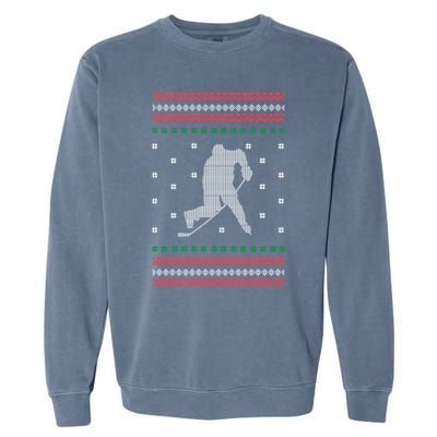 Ice Hockey Player Christmas Cool Sport Ugly Xgiftmas Pajama Gift Garment-Dyed Sweatshirt