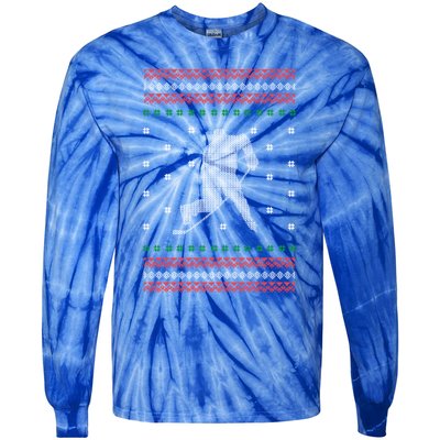 Ice Hockey Player Christmas Cool Sport Ugly Xgiftmas Pajama Gift Tie-Dye Long Sleeve Shirt