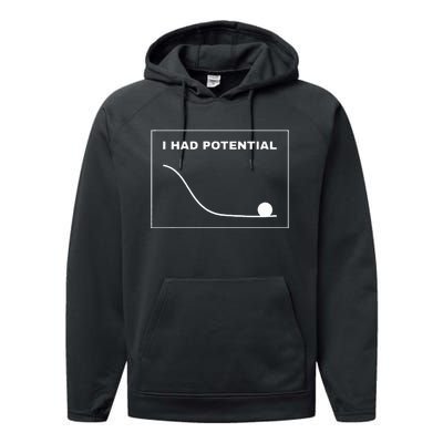 I Had Potential Funny Graph Line Performance Fleece Hoodie