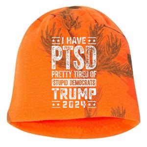 I Have Ptsd Pretty Tired Of Stupid Democrats Trump 2024 Kati - Camo Knit Beanie