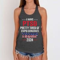 I Have PTSD Pretty Tired Of Stupid Democrats Trump 2024 TShirt Women's Knotted Racerback Tank