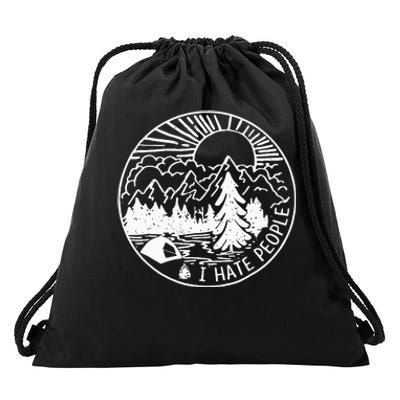 I Hate People I Love Camping Drawstring Bag