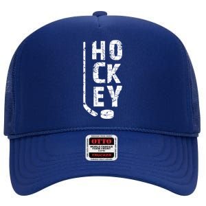 Ice Hockey Player Gift Hockey Son Hockey Dad Gift High Crown Mesh Back Trucker Hat