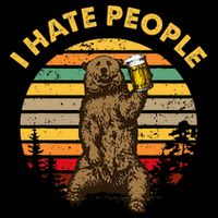 I Hate People Funny Beer Drinking Bear Wilderness Camping Cooling Performance Crew T-Shirt