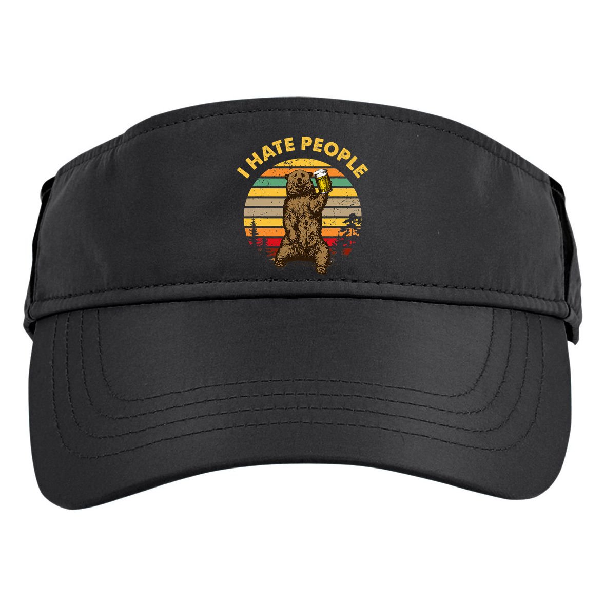 I Hate People Funny Beer Drinking Bear Wilderness Camping Adult Drive Performance Visor