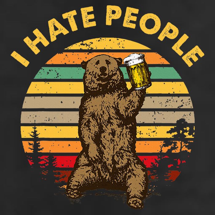 I Hate People Funny Beer Drinking Bear Wilderness Camping Adult Drive Performance Visor