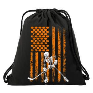 Ice Hockey Player Fan Gift Skeleton Halloween Drawstring Bag