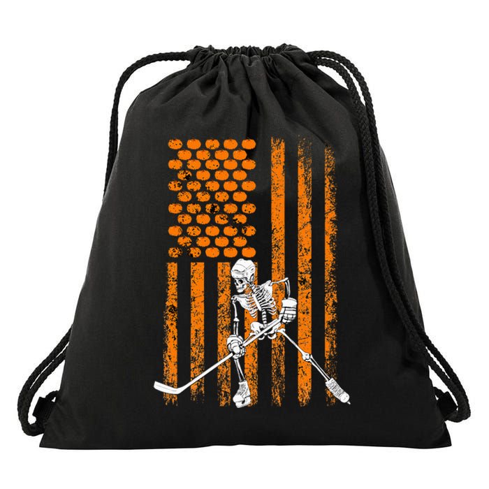 Ice Hockey Player Fan Gift Skeleton Halloween Drawstring Bag