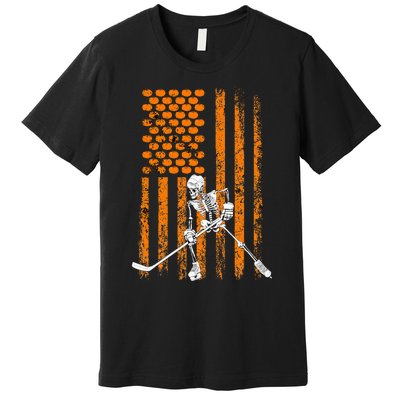 Ice Hockey Player Fan Gift Skeleton Halloween Premium T-Shirt