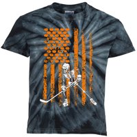 Ice Hockey Player Fan Gift Skeleton Halloween Kids Tie-Dye T-Shirt