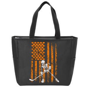 Ice Hockey Player Fan Gift Skeleton Halloween Zip Tote Bag