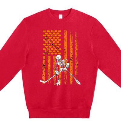 Ice Hockey Player Fan Gift Skeleton Halloween Premium Crewneck Sweatshirt