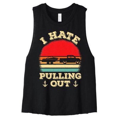 I Hate Pulling Out Retro Boating Boat Captain Women's Racerback Cropped Tank