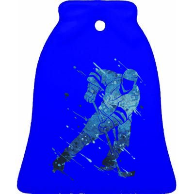 Ice Hockey Player Meaningful Gift Ceramic Bell Ornament