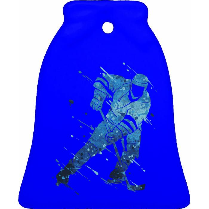 Ice Hockey Player Meaningful Gift Ceramic Bell Ornament