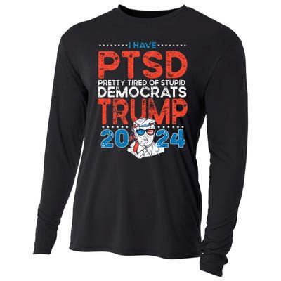 I Have PTSD Pretty Tired Of Stupid Democrats Trump 2024 Cooling Performance Long Sleeve Crew