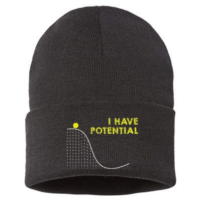 I Have Potential Science And Physics Gag Pun Sustainable Knit Beanie