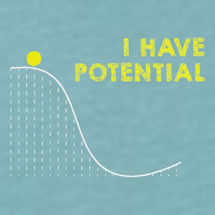 I Have Potential Science And Physics Gag Pun Sueded Cloud Jersey T-Shirt