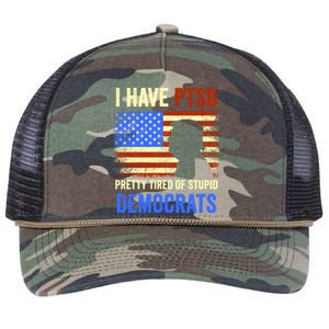 I Have PTSD Pretty Tired Of Stupid Democrats Tee 2024 Retro Rope Trucker Hat Cap