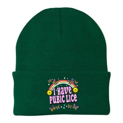 I Have Pubic Lice Funny Retro Offensive Inappropriate Meme Knit Cap Winter Beanie