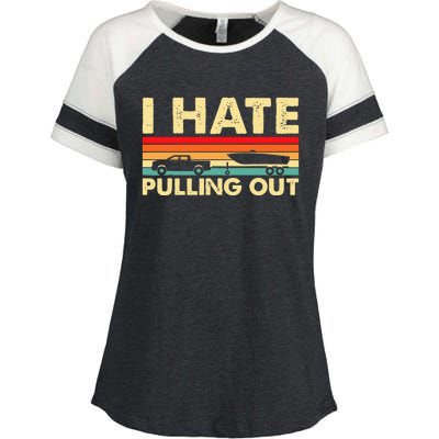 I Hate Pulling Out Retro Boating Boat Captain Enza Ladies Jersey Colorblock Tee