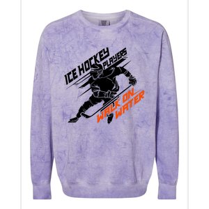 Ice Hockey Players Walk On Water Superpower Gift Colorblast Crewneck Sweatshirt