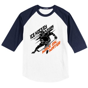 Ice Hockey Players Walk On Water Superpower Gift Baseball Sleeve Shirt